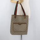 GUCCI GG Supreme Web Sherry Line Tote Bag PVC Beige 39 02 003 Auth BA12802-21