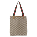 GUCCI GG Supreme Web Sherry Line Tote Bag PVC Beige 39 02 003 Auth BA12802-2