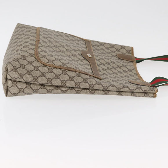 GUCCI GG Supreme Web Sherry Line Tote Bag PVC Beige 39 02 003 Auth BA12802