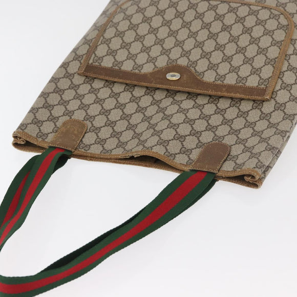 GUCCI GG Supreme Web Sherry Line Tote Bag PVC Beige 39 02 003 Auth BA12802