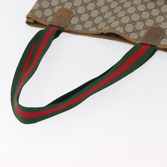 GUCCI GG Supreme Web Sherry Line Tote Bag PVC Beige 39 02 003 Auth BA12802