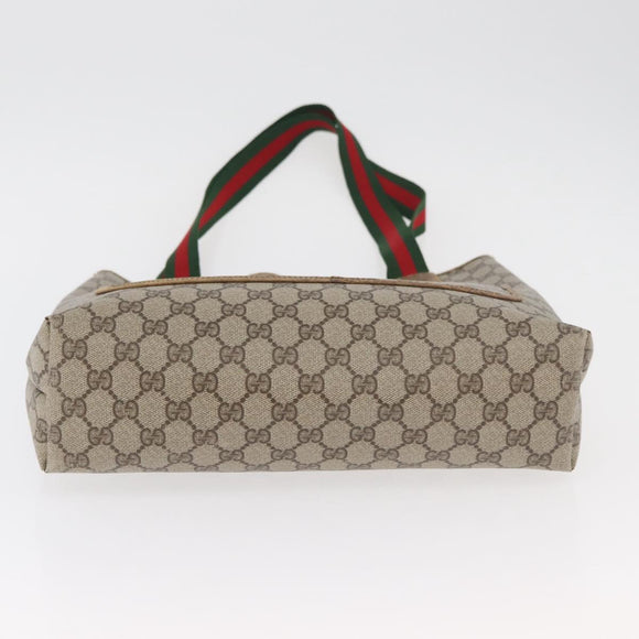 GUCCI GG Supreme Web Sherry Line Tote Bag PVC Beige 39 02 003 Auth BA12802
