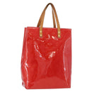 LOUIS VUITTON Monogram Vernis Reade MM Hand Bag Red Rouge M91086 LV Auth BA12808-1