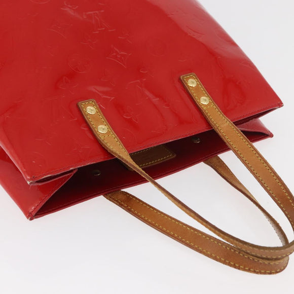 LOUIS VUITTON Monogram Vernis Reade MM Hand Bag Red Rouge M91086 LV Auth BA12808