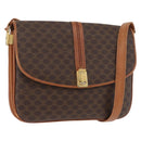 CELINE Macadam Canvas Shoulder Bag PVC Leather Brown Gold Auth BA12811-1