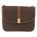 CELINE Macadam Canvas Shoulder Bag PVC Leather Brown Gold Auth BA12811-13