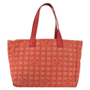 CHANEL New Travel Line Tote Bag Nylon Red Silver CC Auth BA12813-13