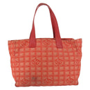 CHANEL New Travel Line Tote Bag Nylon Red Silver CC Auth BA12813-2