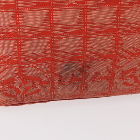 CHANEL New Travel Line Tote Bag Nylon Red Silver CC Auth BA12813