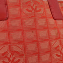 CHANEL New Travel Line Tote Bag Nylon Red Silver CC Auth BA12813-4