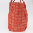 CHANEL New Travel Line Tote Bag Nylon Red Silver CC Auth BA12813-5