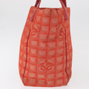 CHANEL New Travel Line Tote Bag Nylon Red Silver CC Auth BA12813-6