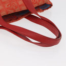 CHANEL New Travel Line Tote Bag Nylon Red Silver CC Auth BA12813-9