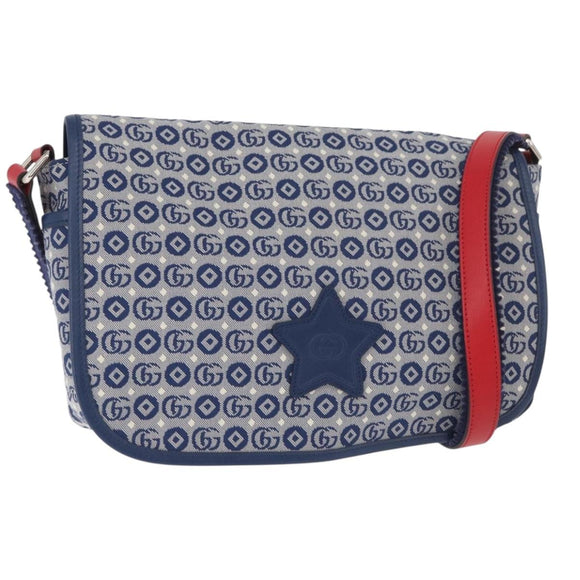 GUCCI Kinder Umhängetasche Canvas Silber Blau 664143 Auth BA12815