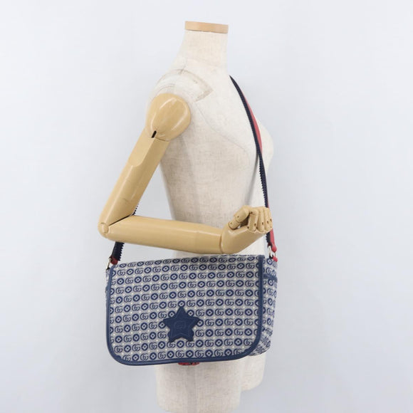 GUCCI Kinder Umhängetasche Canvas Silber Blau 664143 Auth BA12815