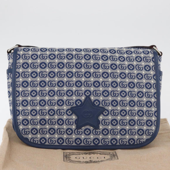 GUCCI Kinder Umhängetasche Canvas Silber Blau 664143 Auth BA12815