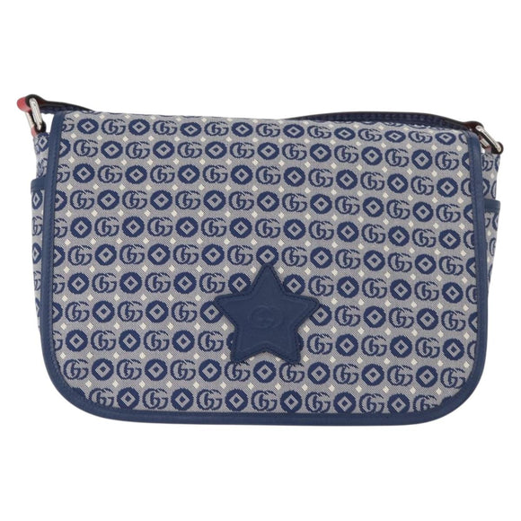 GUCCI Kinder Umhängetasche Canvas Silber Blau 664143 Auth BA12815