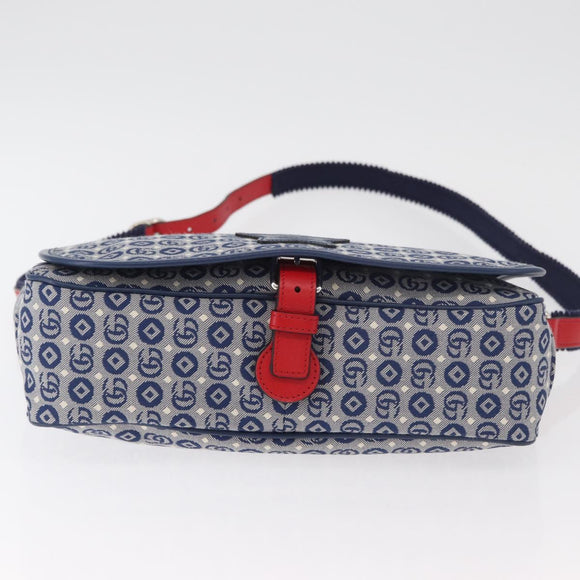 GUCCI Kinder Umhängetasche Canvas Silber Blau 664143 Auth BA12815