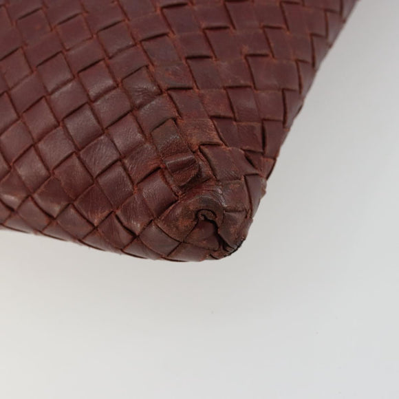 BOTTEGA VENETA INTRECCIATO Bag Leather Bordeaux Silver 276357 Auth BA12816