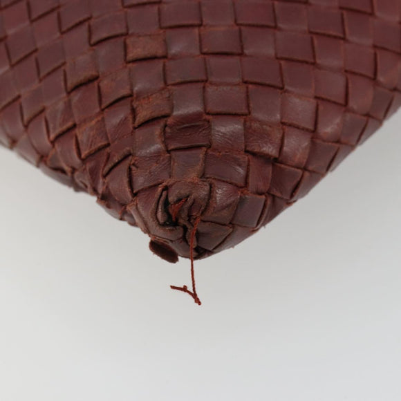 BOTTEGA VENETA INTRECCIATO Bag Leather Bordeaux Silver 276357 Auth BA12816
