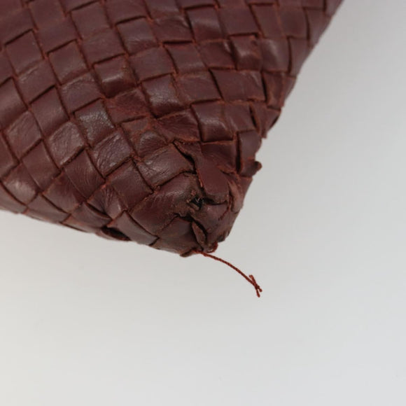 BOTTEGA VENETA INTRECCIATO Bag Leather Bordeaux Silver 276357 Auth BA12816