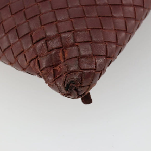 BOTTEGA VENETA INTRECCIATO Bag Leather Bordeaux Silver 276357 Auth BA12816