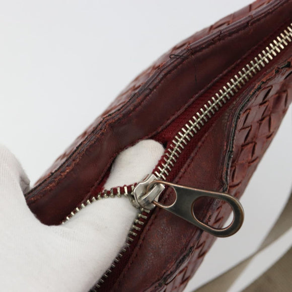BOTTEGA VENETA INTRECCIATO Bag Leather Bordeaux Silver 276357 Auth BA12816