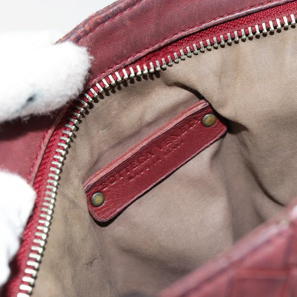 BOTTEGA VENETA INTRECCIATO Bag Leather Bordeaux Silver 276357 Auth BA12816