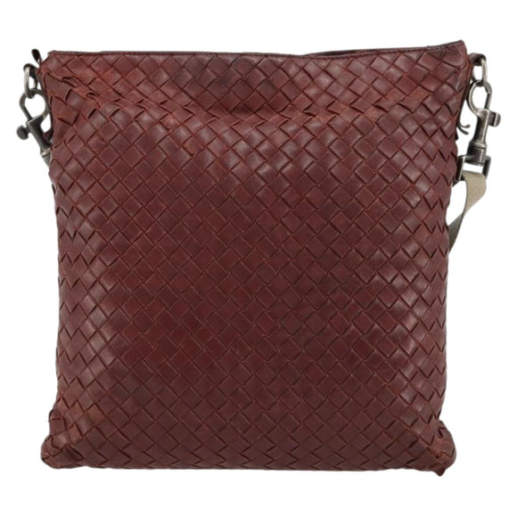 BOTTEGA VENETA INTRECCIATO Bag Leather Bordeaux Silver 276357 Auth BA12816
