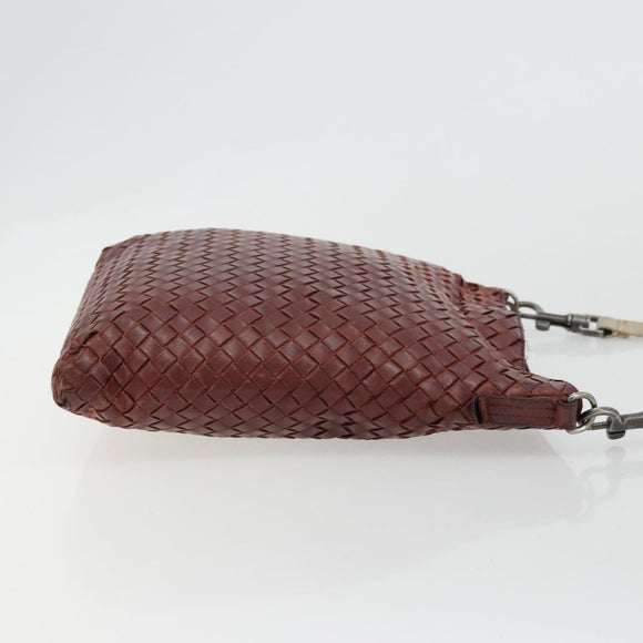 BOTTEGA VENETA INTRECCIATO Bag Leather Bordeaux Silver 276357 Auth BA12816