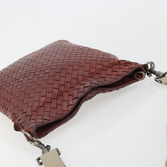 BOTTEGA VENETA INTRECCIATO Bag Leather Bordeaux Silver 276357 Auth BA12816