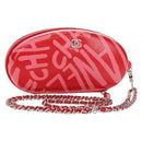 CHANEL Chain Pouch Shoulder Bag Leather Red Silver CC Auth BA12817SAM-1