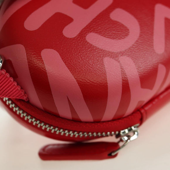 CHANEL Chain Pouch Shoulder Bag Leather Red Silver CC Auth BA12817SAM