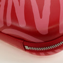 CHANEL Chain Pouch Shoulder Bag Leather Red Silver CC Auth BA12817SAM-11
