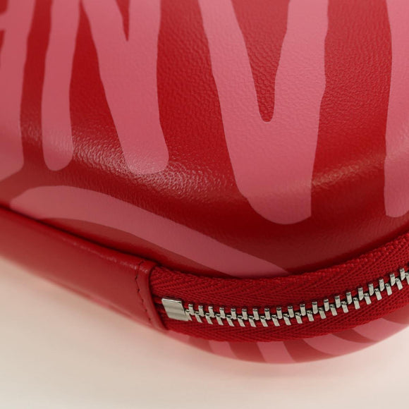 CHANEL Chain Pouch Shoulder Bag Leather Red Silver CC Auth BA12817SAM