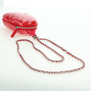 CHANEL Chain Pouch Shoulder Bag Leather Red Silver CC Auth BA12817SAM-12