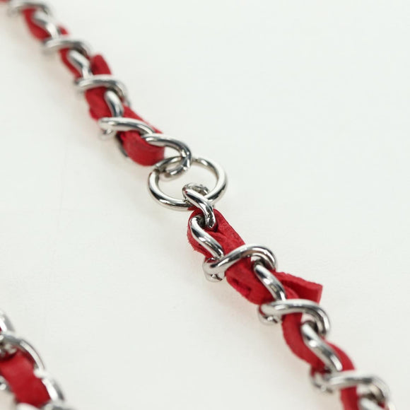 CHANEL Chain Pouch Shoulder Bag Leather Red Silver CC Auth BA12817SAM