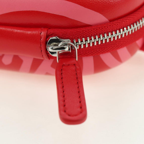 CHANEL Chain Pouch Shoulder Bag Leather Red Silver CC Auth BA12817SAM