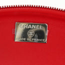 CHANEL Chain Pouch Shoulder Bag Leather Red Silver CC Auth BA12817SAM-19