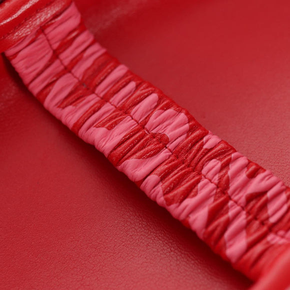 CHANEL Chain Pouch Shoulder Bag Leather Red Silver CC Auth BA12817SAM