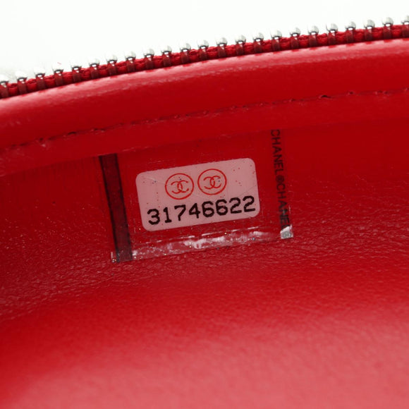 CHANEL Chain Pouch Shoulder Bag Leather Red Silver CC Auth BA12817SAM