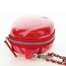 CHANEL Chain Pouch Shoulder Bag Leather Red Silver CC Auth BA12817SAM-5