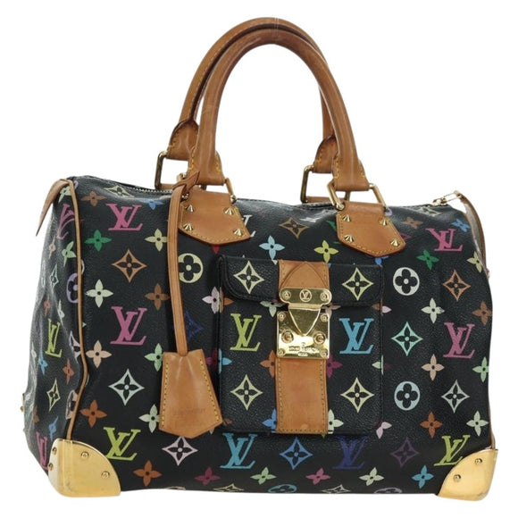 LOUIS VUITTON Monogram Multicolor Speedy 30 Handtasche Schwarz M92642 Auth BA12818V