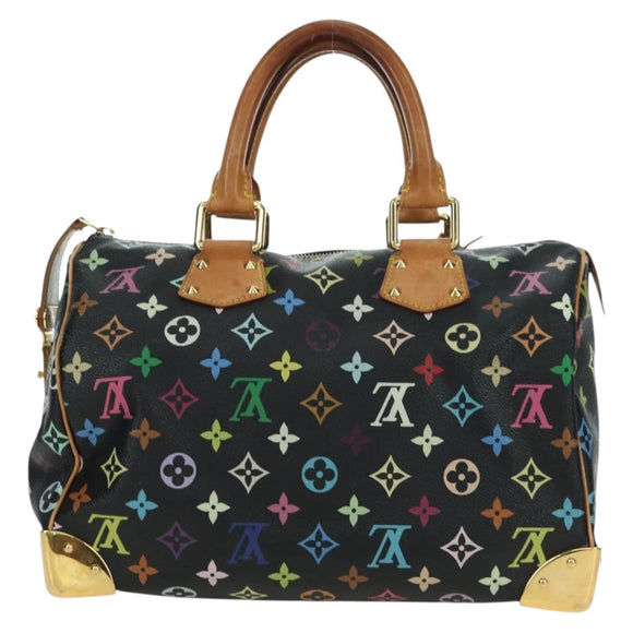 LOUIS VUITTON Monogram Multicolor Speedy 30 Handtasche Schwarz M92642 Auth BA12818V