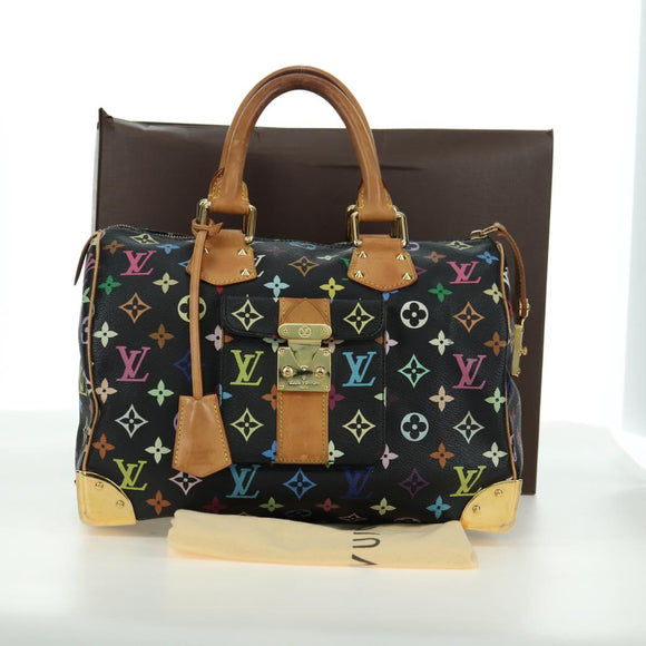 LOUIS VUITTON Monogram Multicolor Speedy 30 Handtasche Schwarz M92642 Auth BA12818V