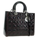 Christian Dior Lady Dior Canage Large Bag Patent 2way Black Auth BA12820SAV-1