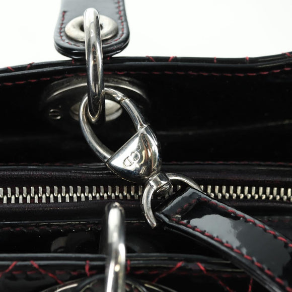 Christian Dior Lady Dior Canage Large Bag Patent 2way Black Auth BA12820SAV
