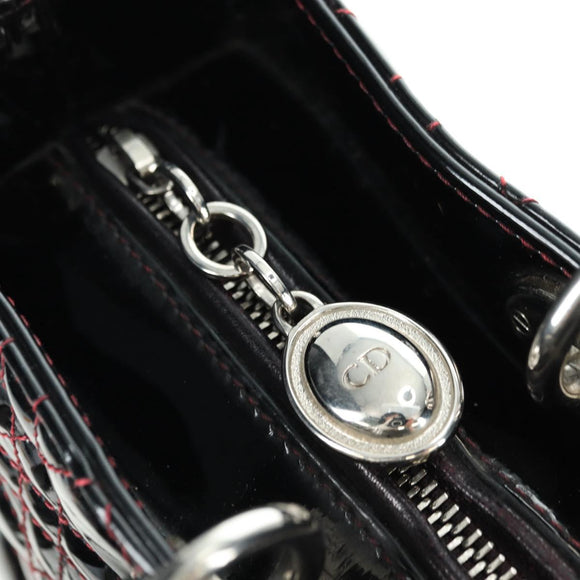 Christian Dior Lady Dior Canage Large Bag Patent 2way Black Auth BA12820SAV