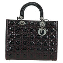 Christian Dior Lady Dior Canage Large Bag Patent 2way Black Auth BA12820SAV-13