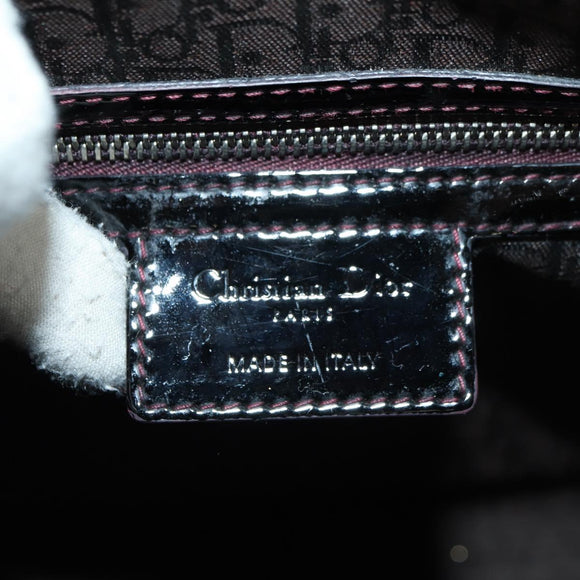 Christian Dior Lady Dior Canage Large Bag Patent 2way Black Auth BA12820SAV